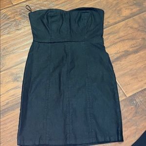 Strapless black mini dress